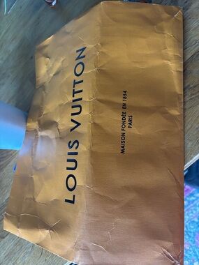 Louis Vuitton Orange Branded Paper Bag with Black Logo